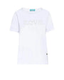 T-shirt con scritta ricamata con trafori BIANCO DORABELLA