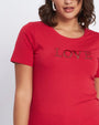 T-shirt con scritta ricamata con trafori ROSSO DORABELLA