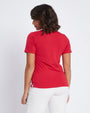 T-shirt con scritta ricamata con trafori ROSSO DORABELLA
