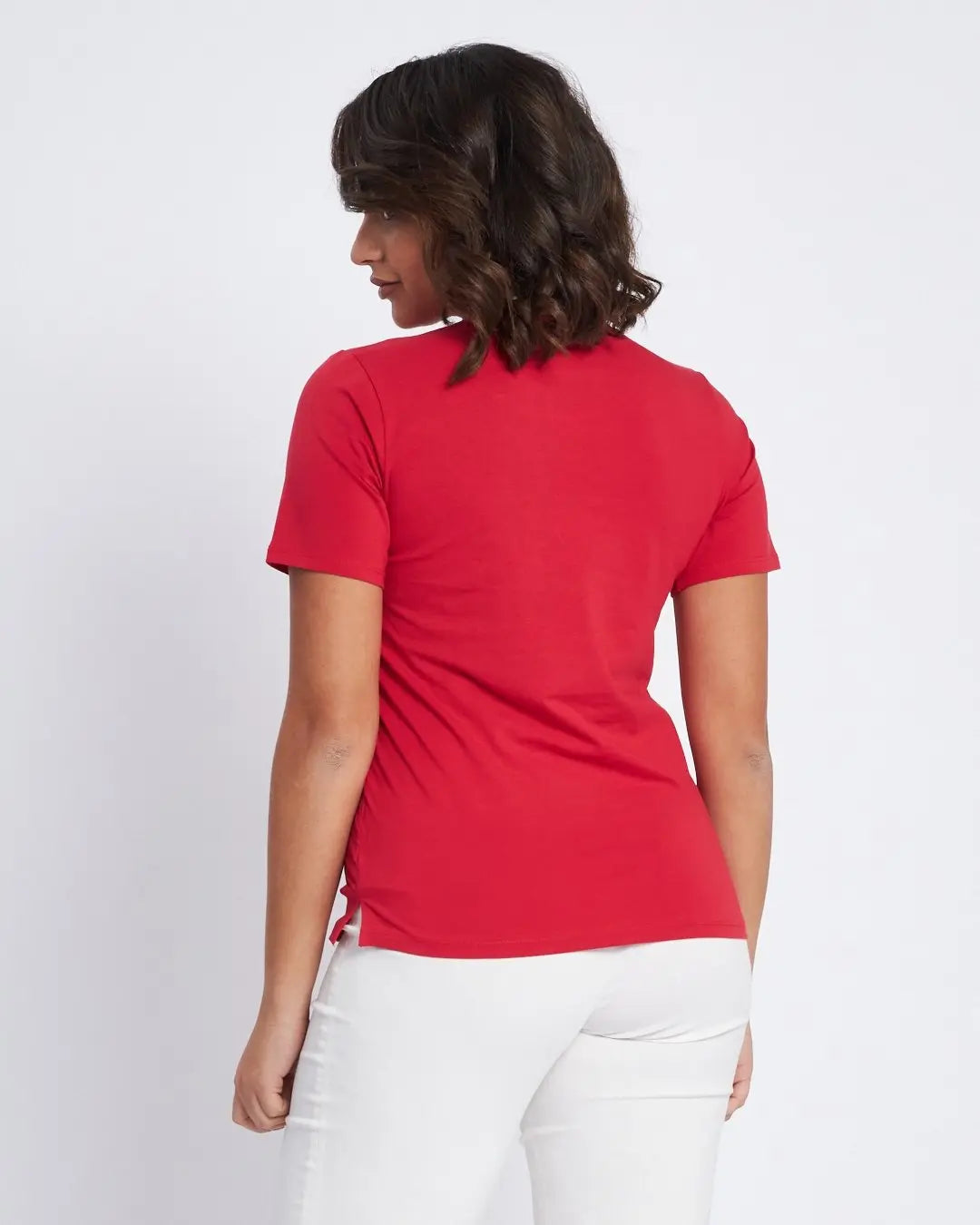 T-shirt con scritta ricamata con trafori ROSSO DORABELLA