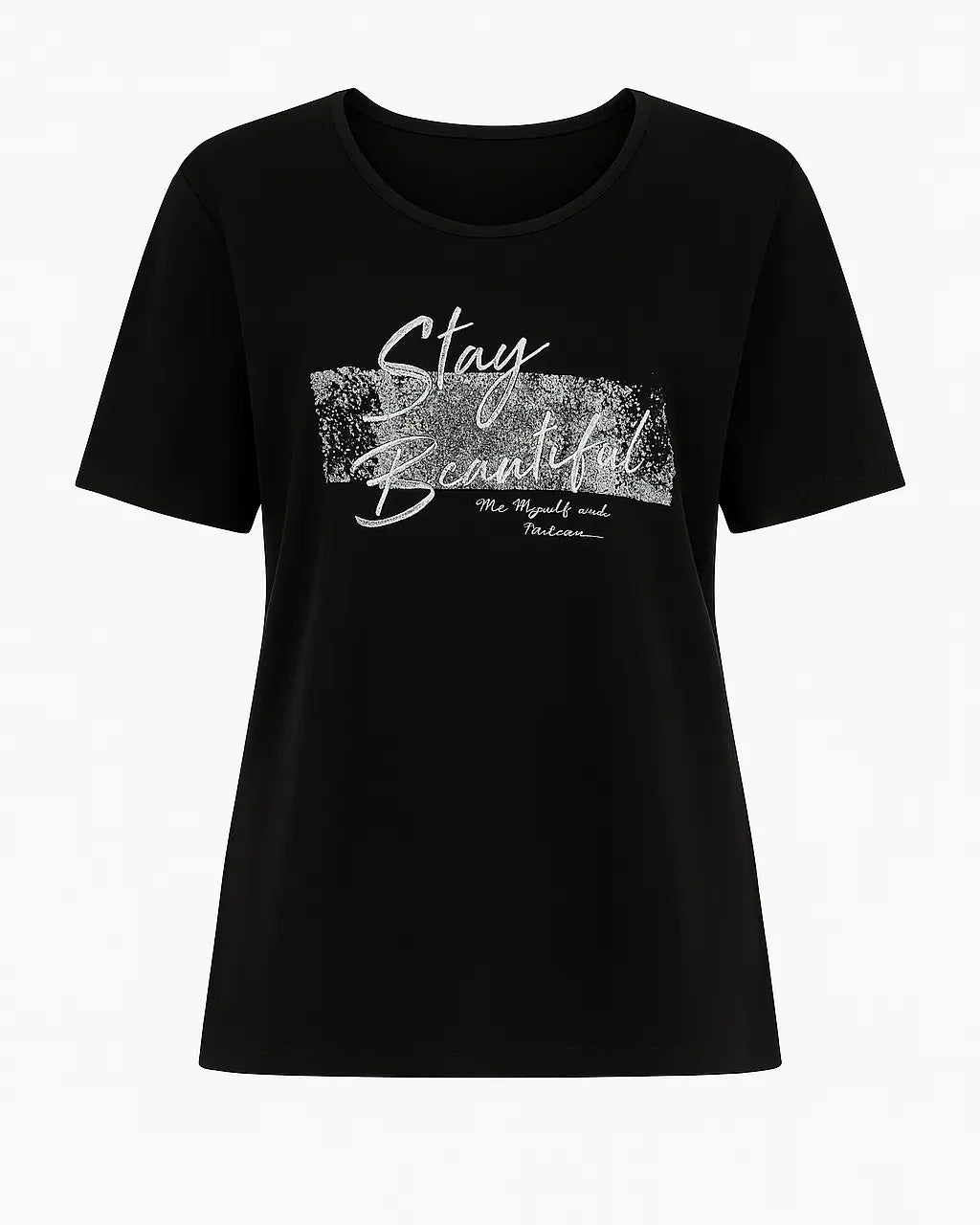 T-shirt con stampa e applicazione argento DORABELLA