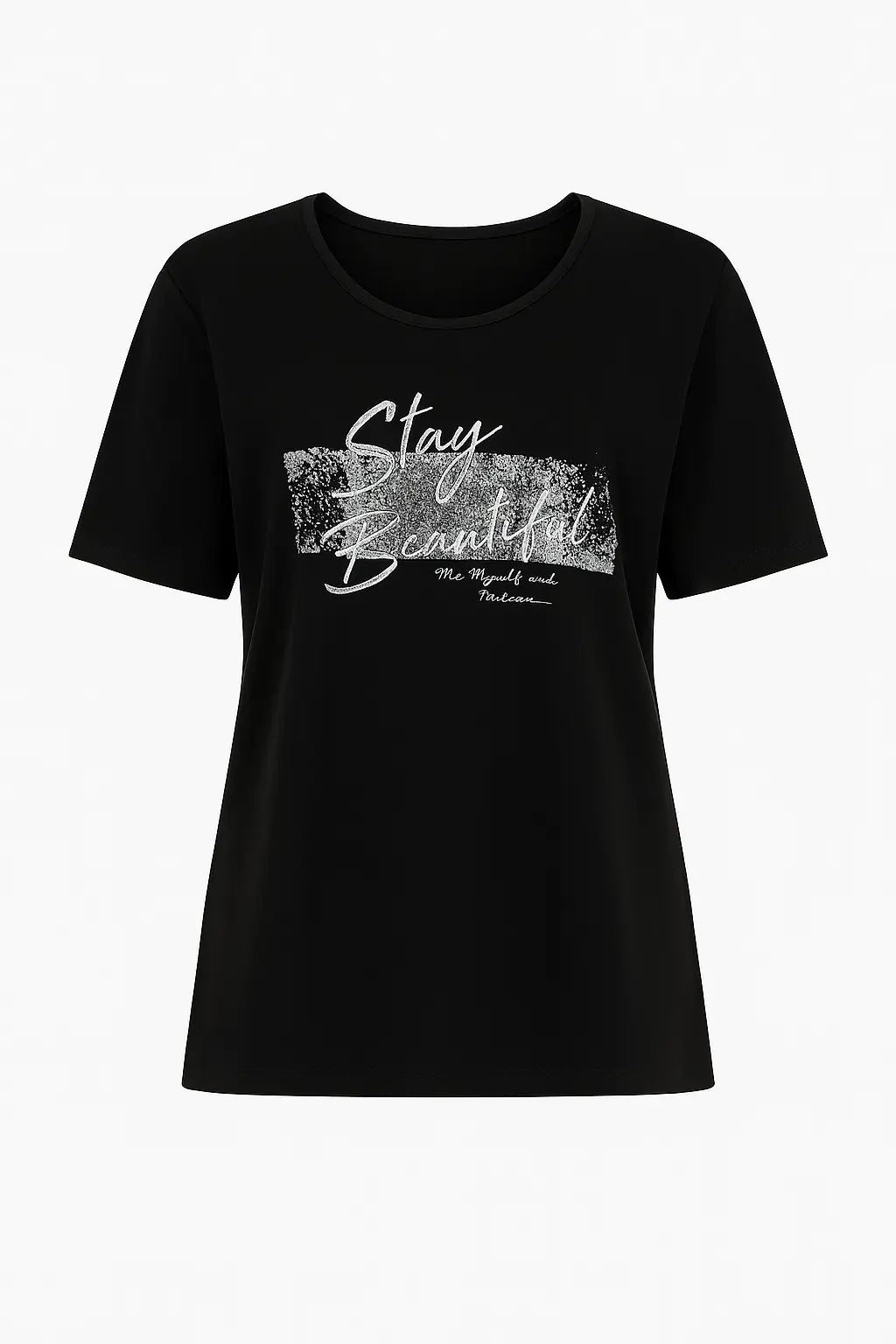 T-shirt con stampa e applicazione argento DORABELLA