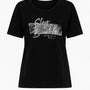 T-shirt con stampa e applicazione argento DORABELLA
