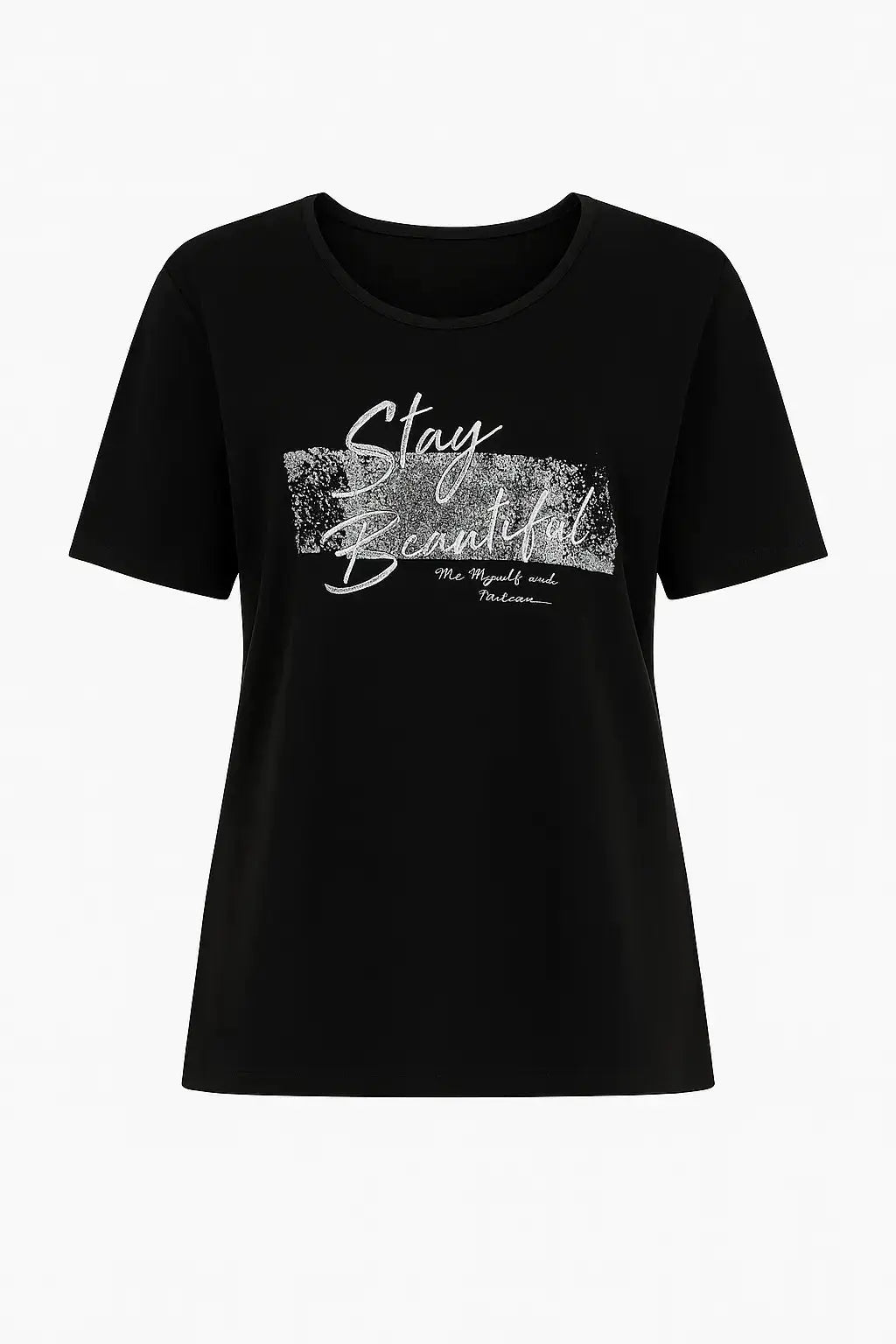 T-shirt con stampa e applicazione argento DORABELLA