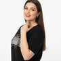 T-shirt con stampa e applicazione argento DORABELLA PIU'