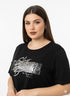 T-shirt con stampa e applicazione argento DORABELLA PIU'