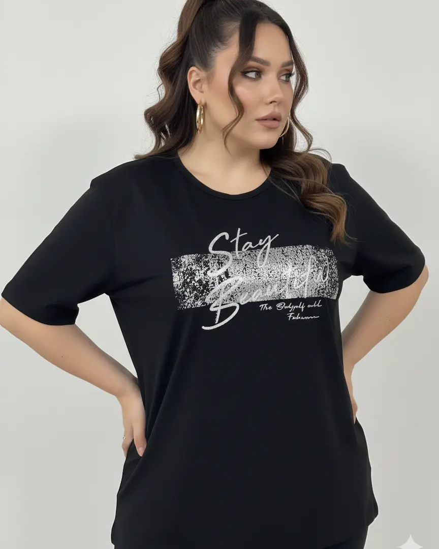 T-shirt con stampa e applicazione argento DORABELLA PIU'