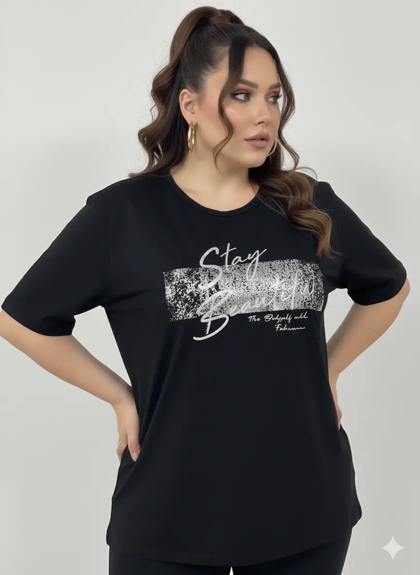 T-shirt con stampa e applicazione argento DORABELLA PIU'