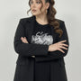 T-shirt con stampa e applicazione argento DORABELLA PIU'