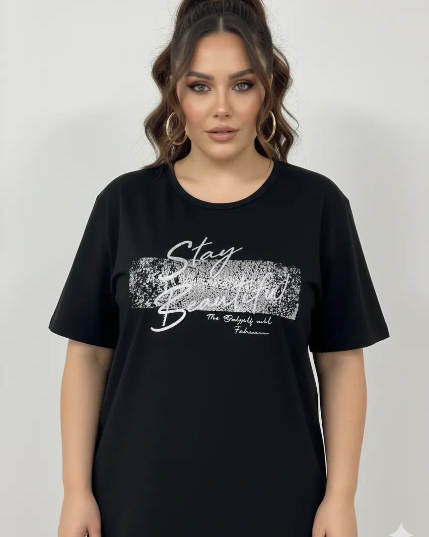 T-shirt con stampa e applicazione argento DORABELLA PIU'