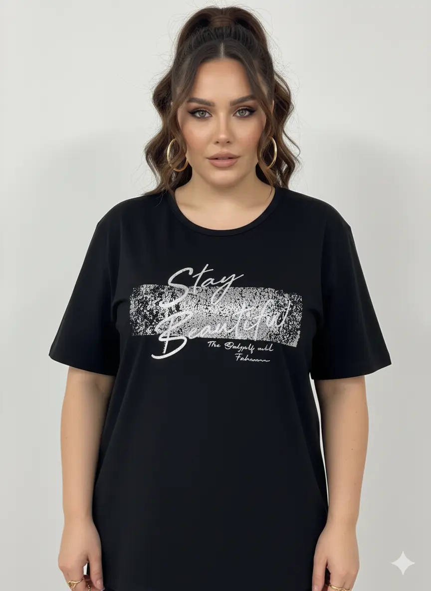 T-shirt con stampa e applicazione argento DORABELLA PIU'