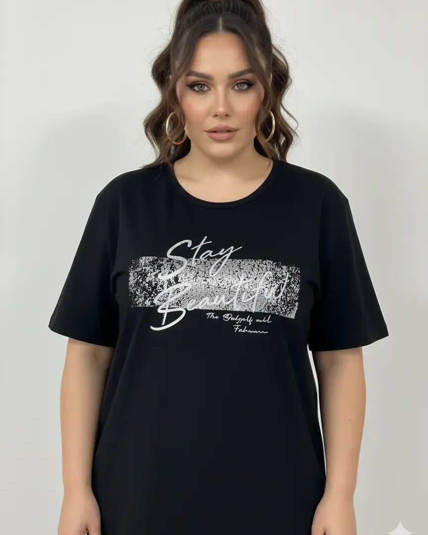 T-shirt con stampa e applicazione argento DORABELLA PIU'