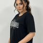 T-shirt con stampa e applicazione argento DORABELLA PIU'
