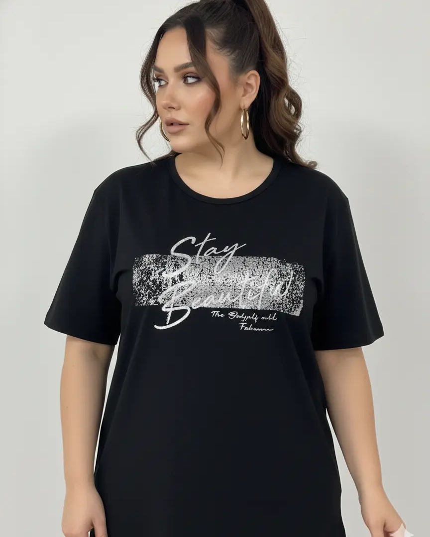 T-shirt con stampa e applicazione argento DORABELLA PIU'