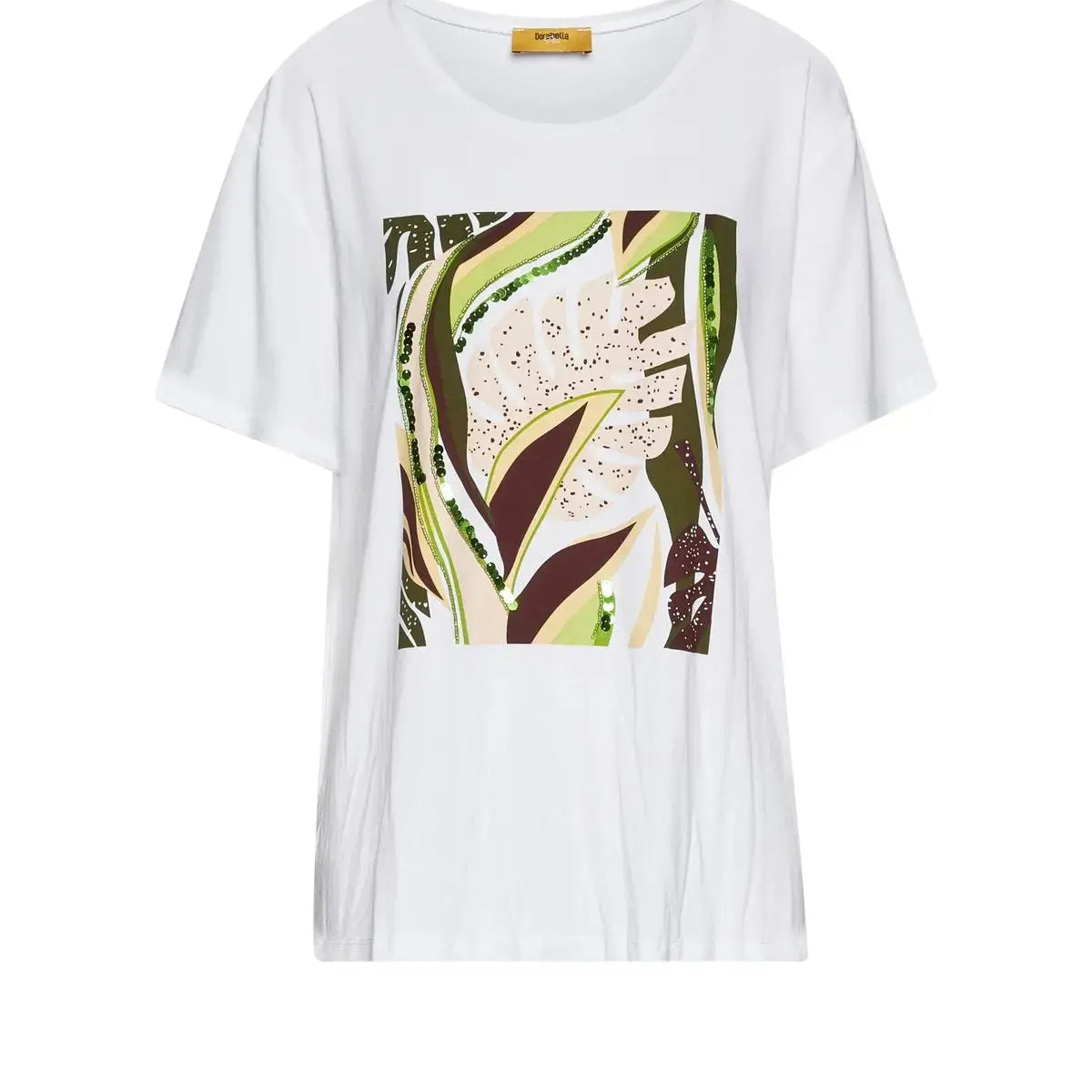 T-shirt con stampa e applicazioni frontali BIANCO DORABELLA PIU'