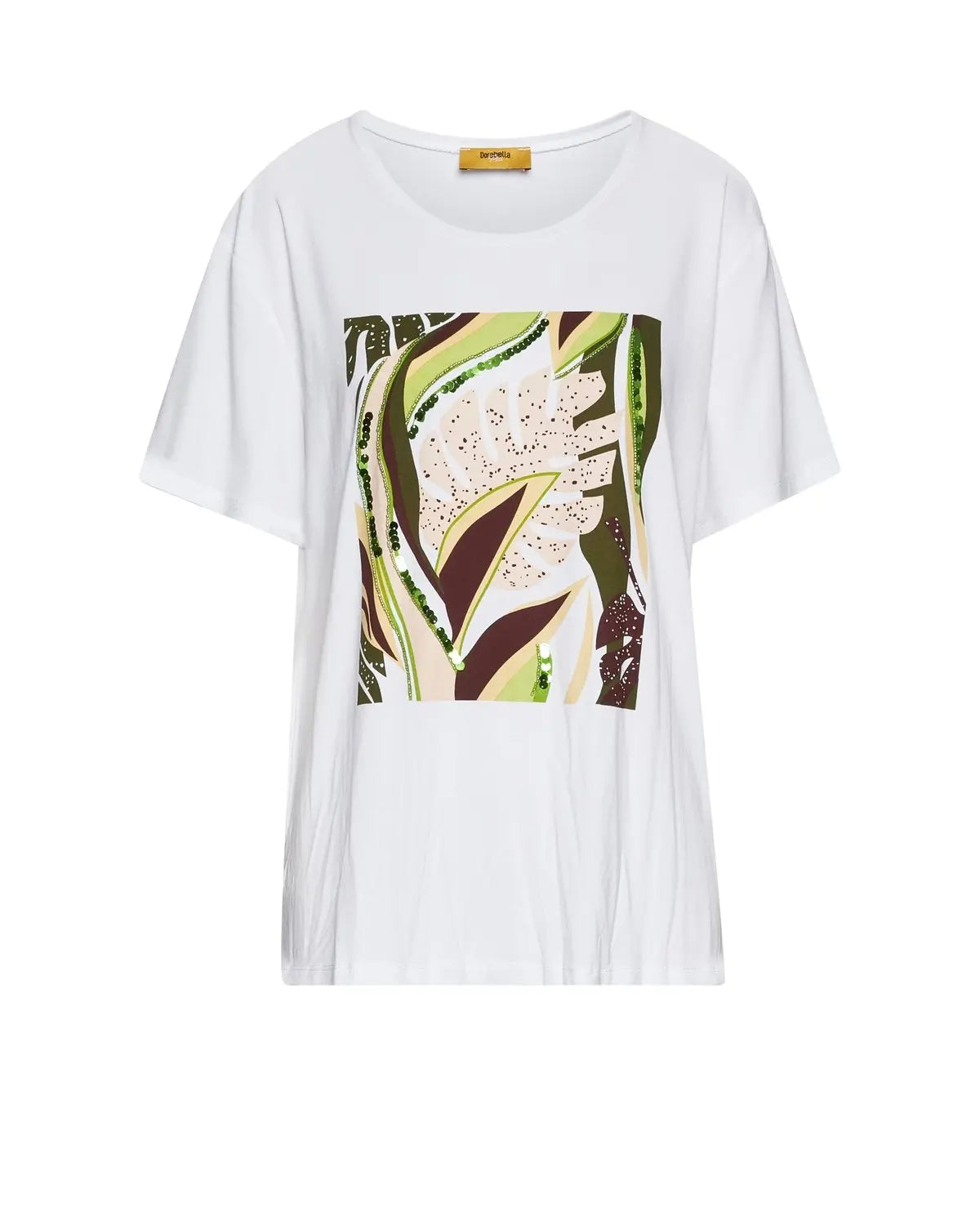 T-shirt con stampa e applicazioni frontali BIANCO DORABELLA PIU'