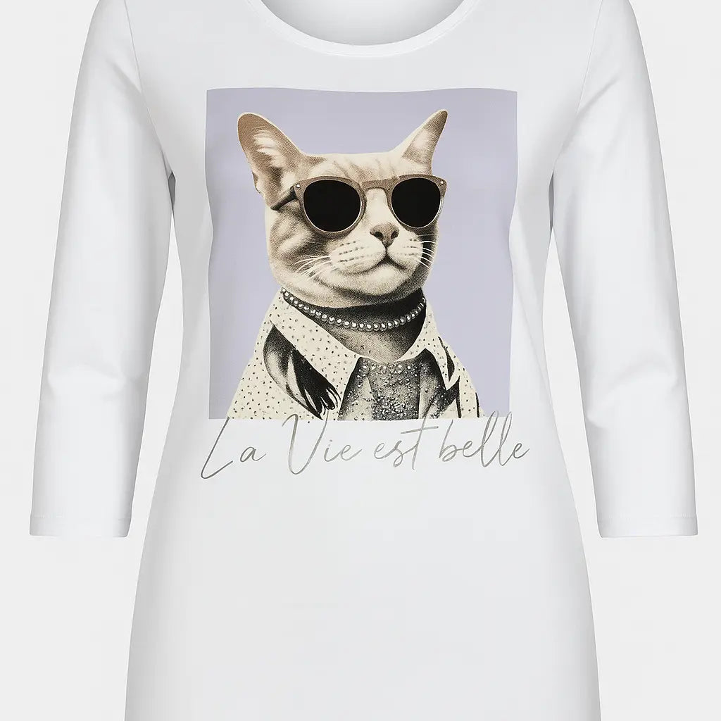 T-shirt girocollo con manica a 3/4 e stampa DORABELLA