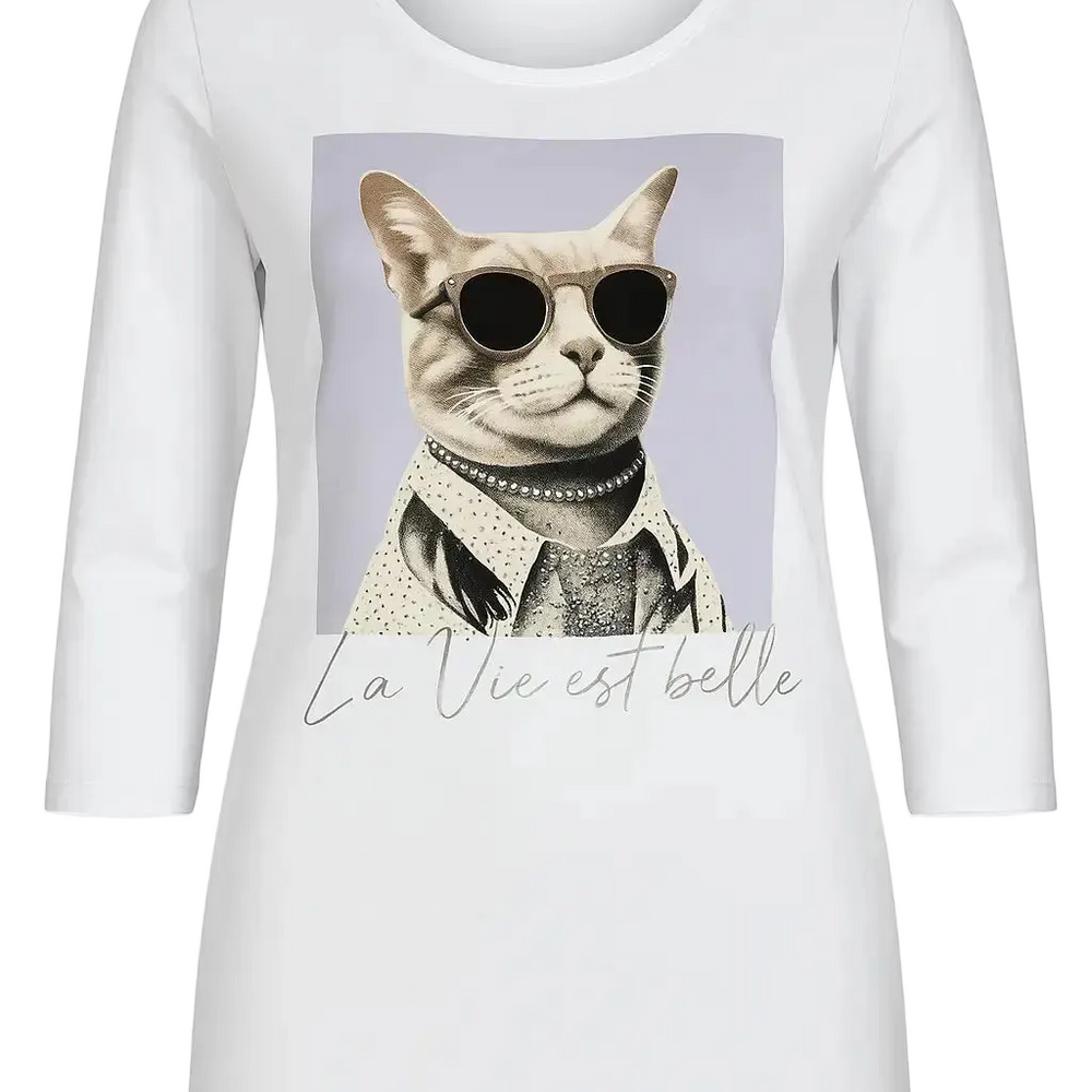 T-shirt girocollo con manica a 3/4 e stampa DORABELLA
