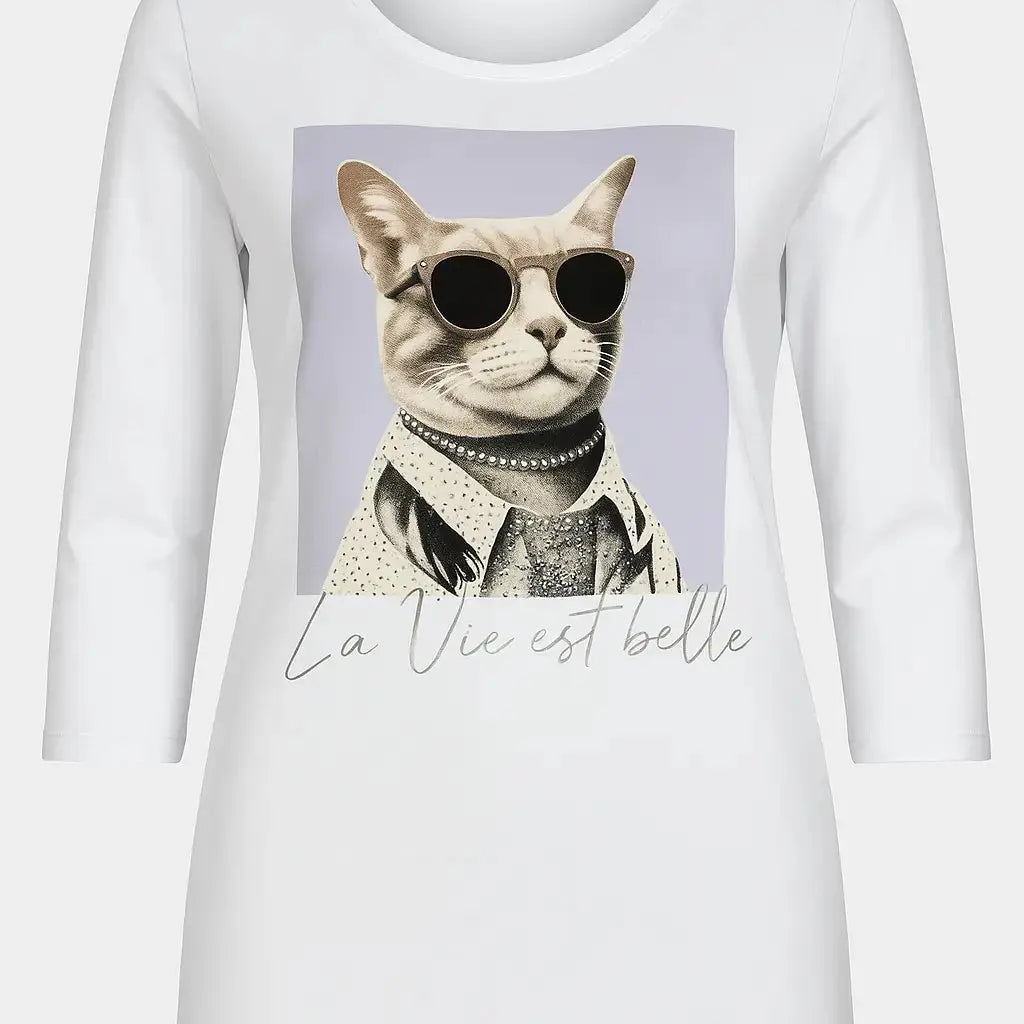 T-shirt girocollo con manica a 3/4 e stampa DORABELLA