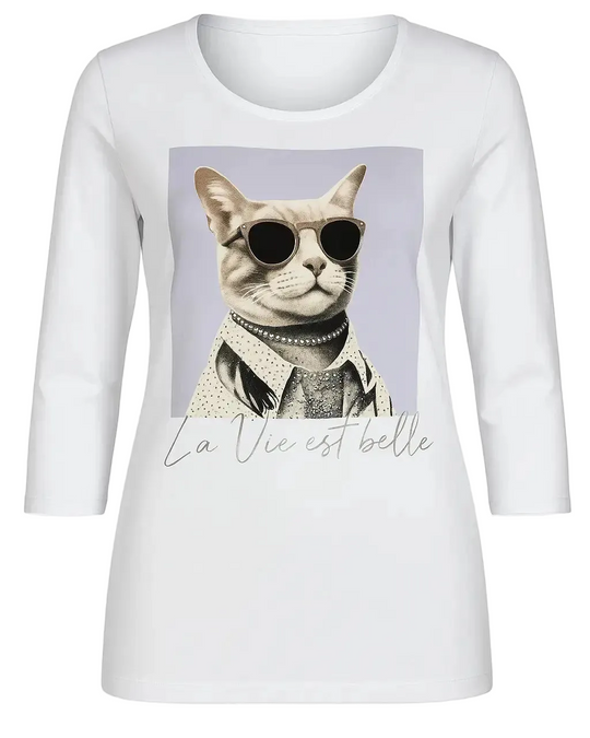 T-shirt girocollo con manica a 3/4 e stampa DORABELLA