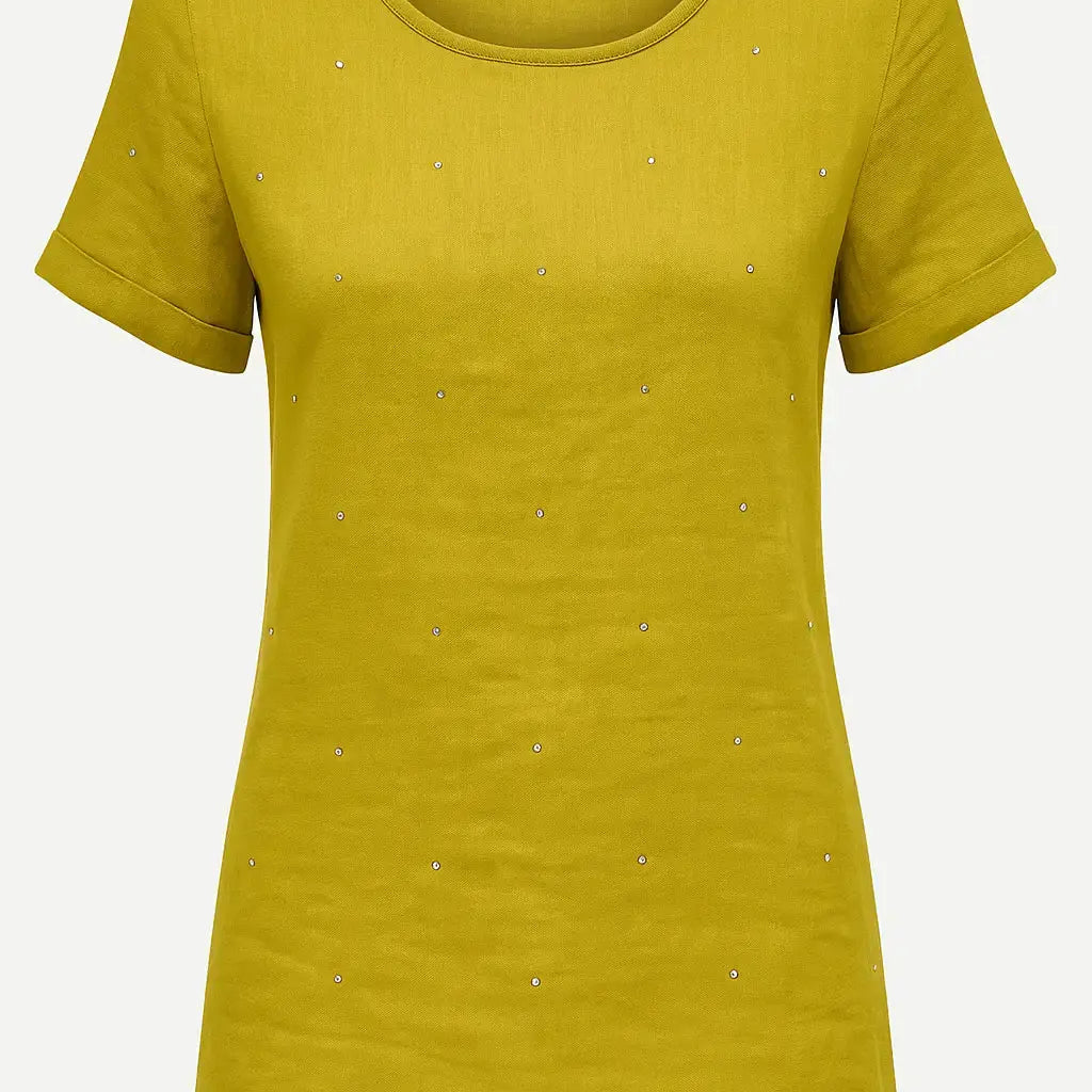 T-shirt in 100% lino con strass frontali DORABELLA XL