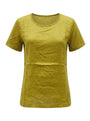 T-shirt in 100% lino con strass frontali DORABELLA