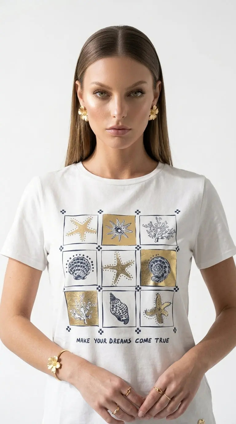 T-shirt in jersey di cotone con stampa DORABELLA