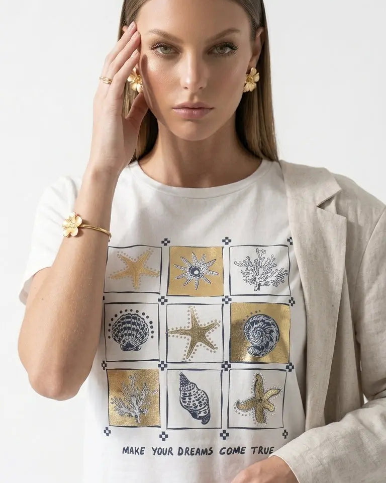 T-shirt in jersey di cotone con stampa DORABELLA