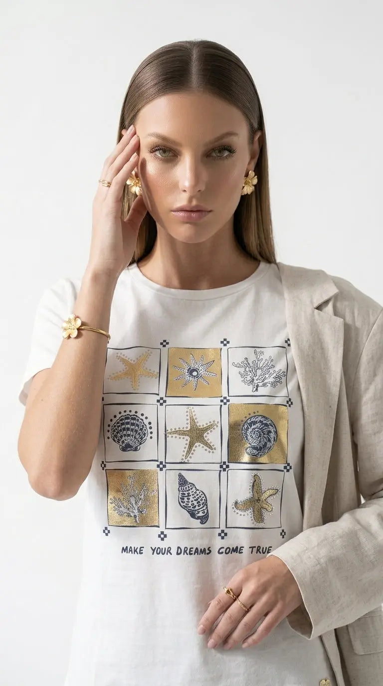 T-shirt in jersey di cotone con stampa DORABELLA