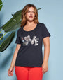 T-shirt in jersey di cotone elasticizzato con stampa LOVE BLU DORABELLA