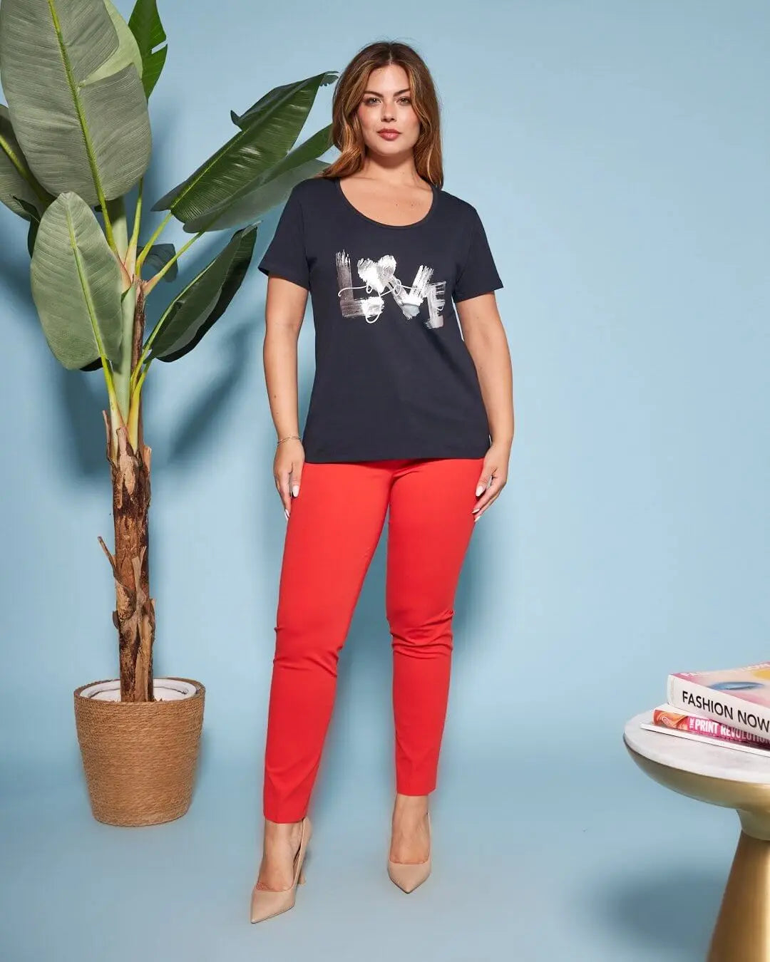 T-shirt in jersey di cotone elasticizzato con stampa LOVE BLU DORABELLA