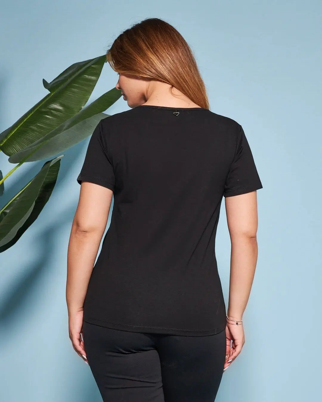 T-shirt in jersey di cotone elasticizzato con stampa LOVE NERO DORABELLA