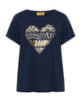 T-shirt in jersey di cotone elasticizzato con stampa cuore mix BIANCO DORABELLA PIU'