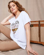 T-shirt in jersey di cotone elasticizzato con stampa cuore mix BIANCO DORABELLA PIU' XL
