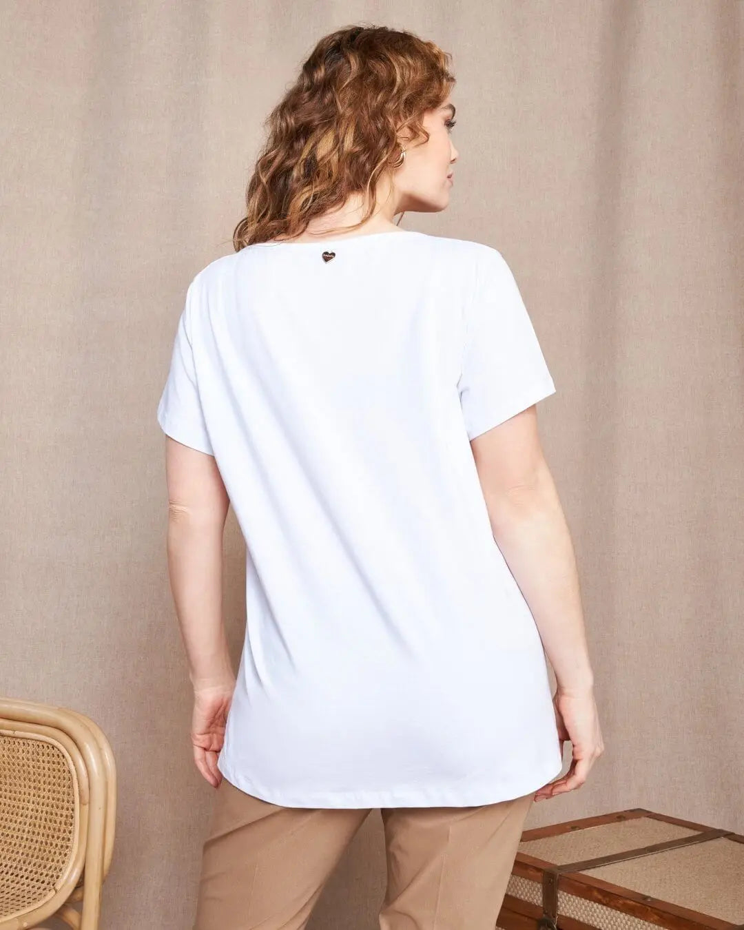 T-shirt in jersey di cotone elasticizzato con stampa cuore mix BIANCO DORABELLA PIU'