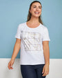 T-shirt in jersey di cotone elasticizzato con stampa e strass BIANCO DORABELLA XL