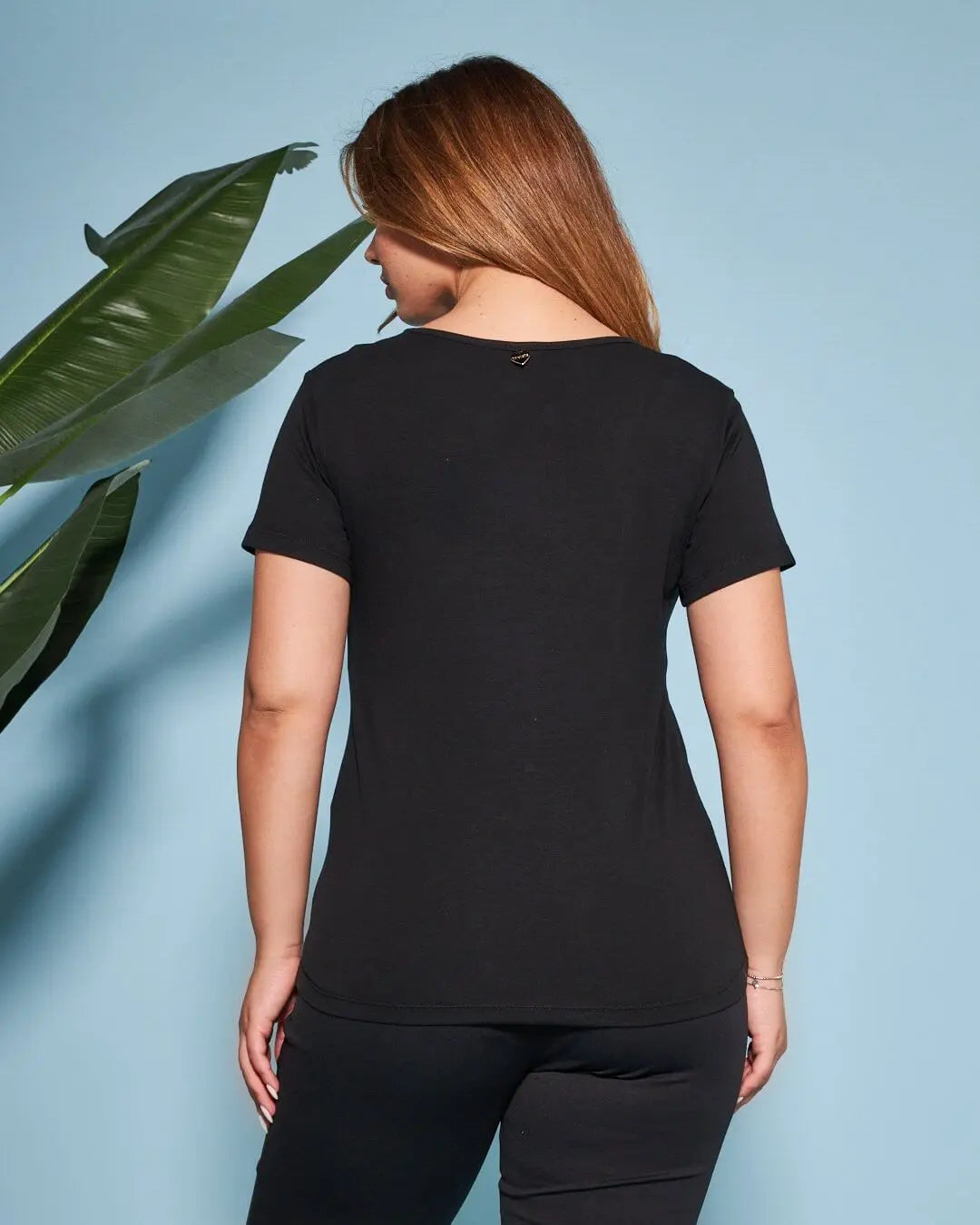 T-shirt in jersey di cotone elasticizzato con stampa e strass NERO DORABELLA