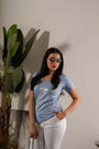 T-shirt in jersey di cotone elasticizzato con stampa e strass POLVERE DORABELLA XL
