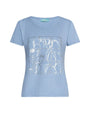 T-shirt in jersey di cotone elasticizzato con stampa e strass POLVERE DORABELLA