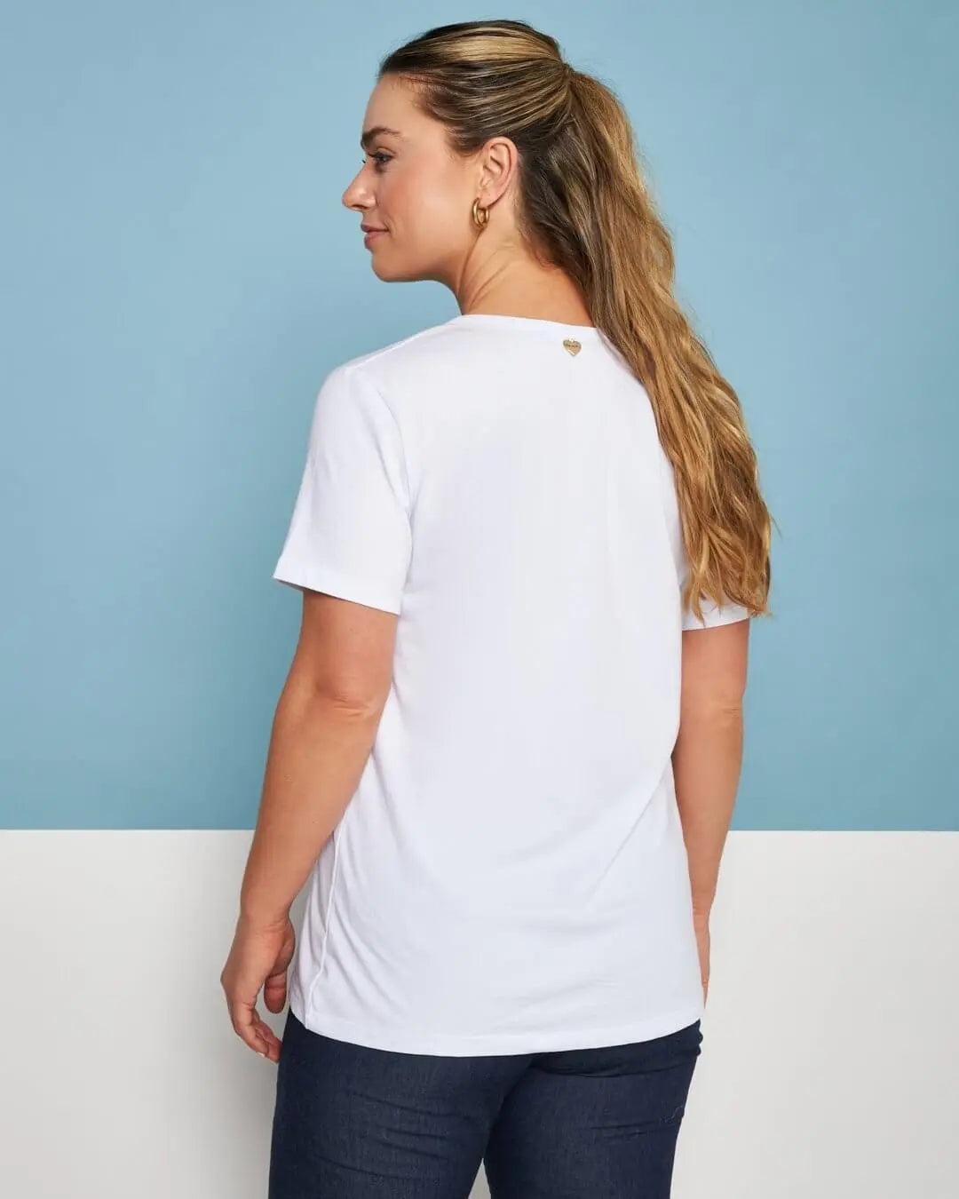 T-shirt in jersey di cotone elasticizzato con stampa floreale BIANCO DORABELLA