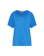T-shirt in jersey di viscosa elasticizzata con applicazioni di strass LAVANDA DORABELLA PIU'