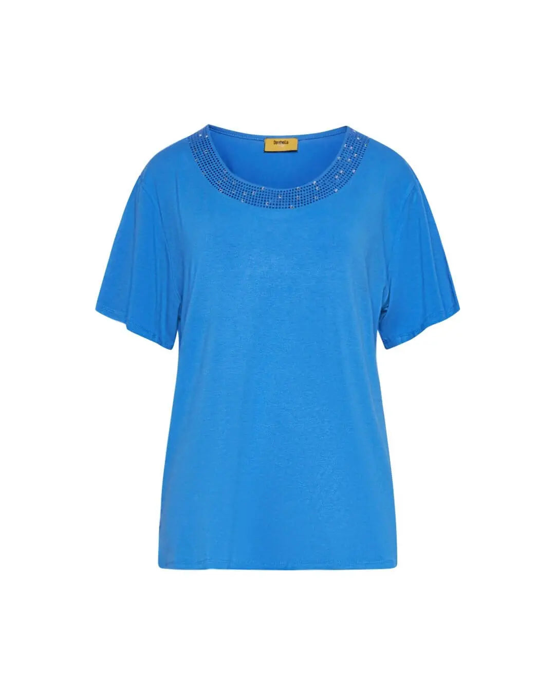 T-shirt in jersey di viscosa elasticizzata con applicazioni di strass LAVANDA DORABELLA PIU'