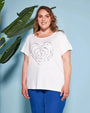 T-shirt in jersey di viscosa elasticizzata con stampa cuore BIANCO DORABELLA PIU'