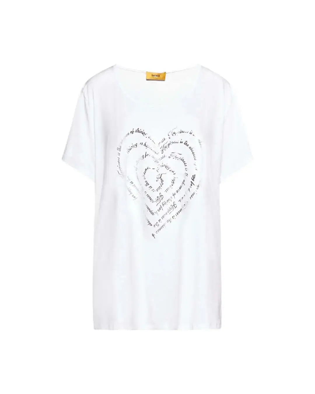 T-shirt in jersey di viscosa elasticizzata con stampa cuore BIANCO DORABELLA PIU' XL