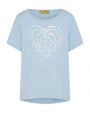 T-shirt in jersey di viscosa elasticizzata con stampa cuore BLU DORABELLA PIU'