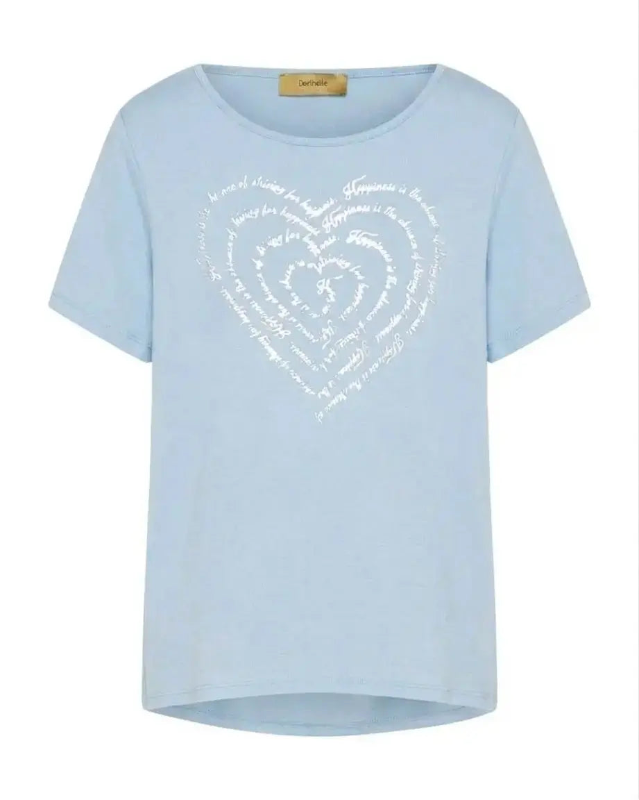 T-shirt in jersey di viscosa elasticizzata con stampa cuore BLU DORABELLA PIU'