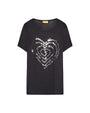 T-shirt in jersey di viscosa elasticizzata con stampa cuore NERO DORABELLA PIU' XL