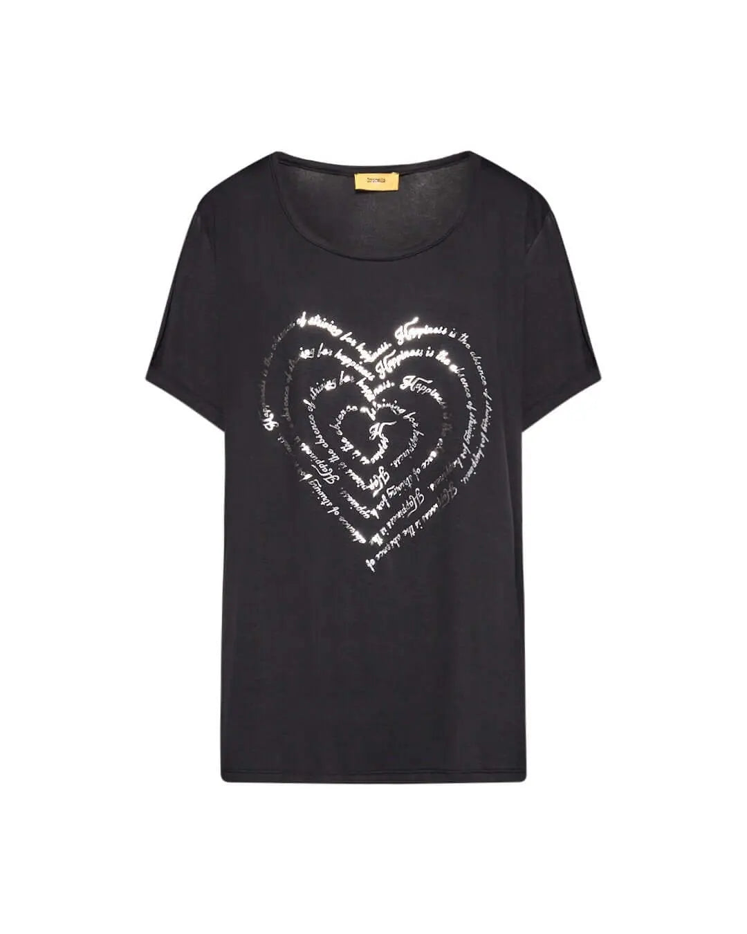 T-shirt in jersey di viscosa elasticizzata con stampa cuore NERO DORABELLA PIU' XL