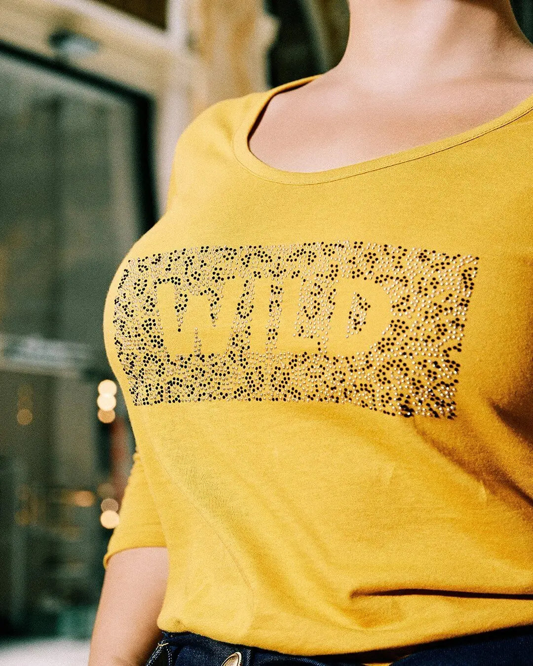 T-shirt jersey cotone animalier con strass SENAPE DORABELLA XXXL