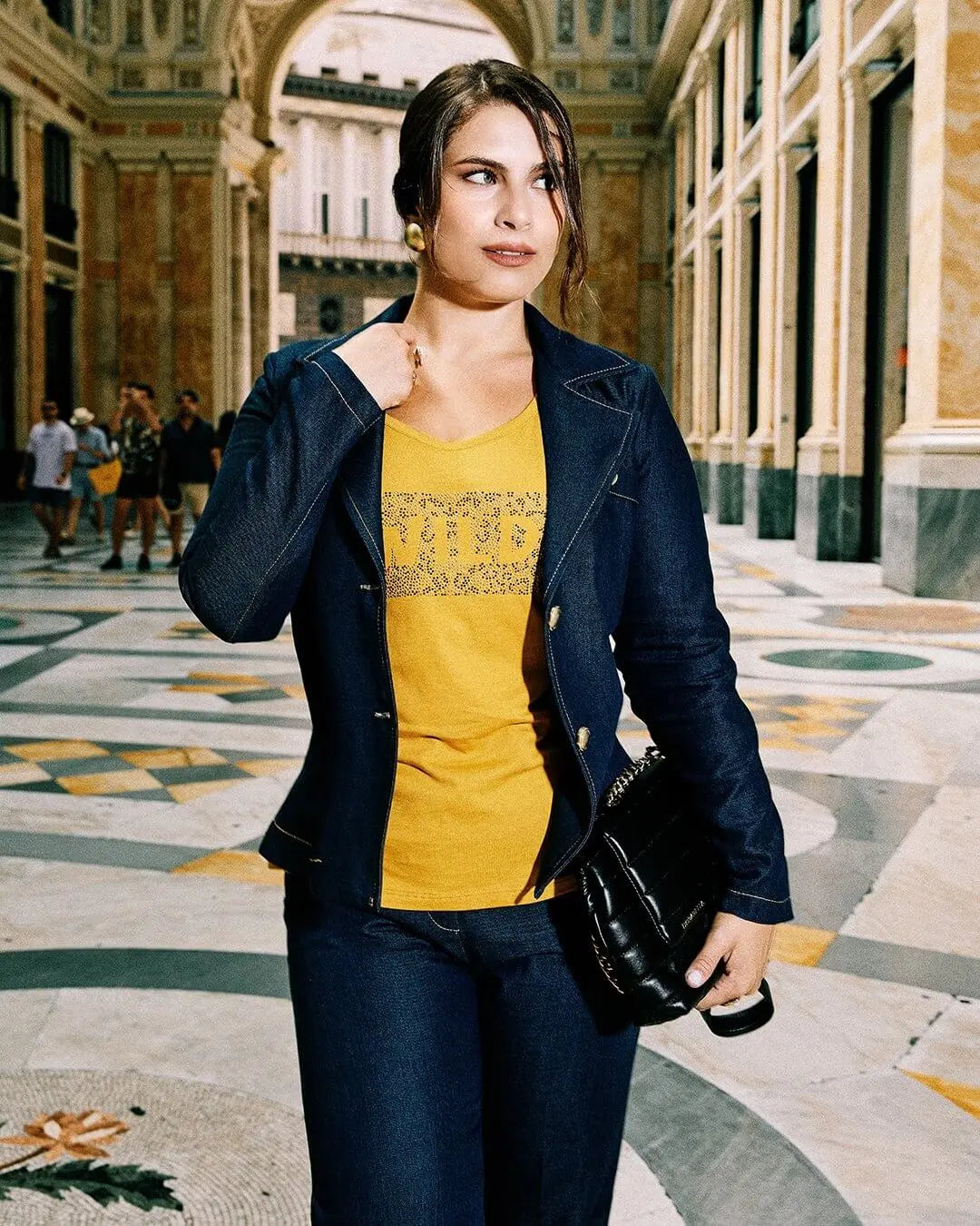 T-shirt jersey cotone animalier con strass SENAPE DORABELLA